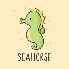 Cute Saehorse cartoon hand drawn style