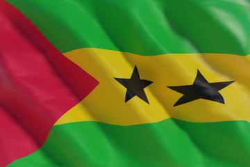 São Tomé and Príncipe flag in the wind