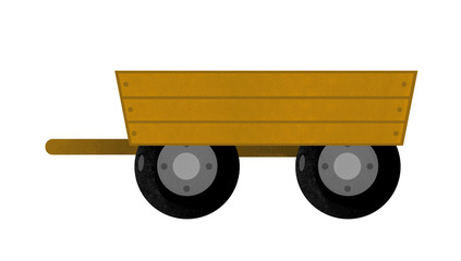cartoon scene with wooden farm wagon on white background - illustration for children