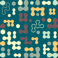 Geometric colored hexagon forms  seamless pattern