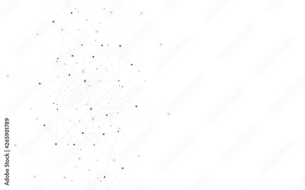 Wall mural Global network connection. Abstract geometric background with connecting dots and lines. Digital technology and communication concept.