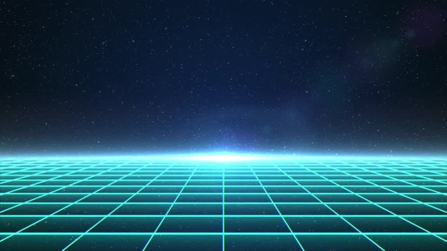 Horizontal matrix grid moving towards camera in space