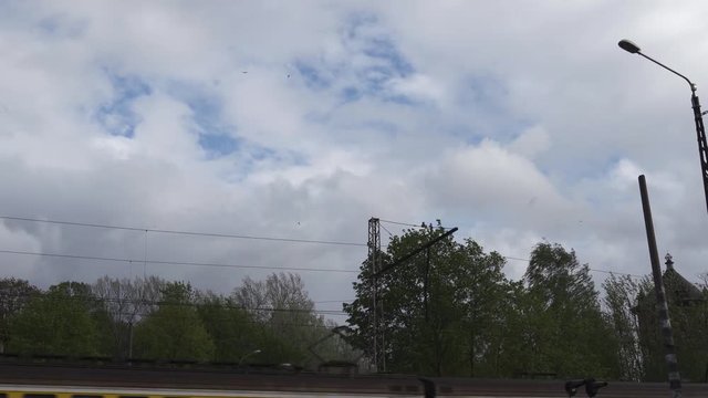Moody sky during the windy and rainy weaher with low clouds - Hurricane and hail is coming soon