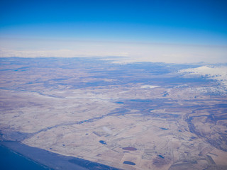 Aerial view of the southern region icy landsacpe