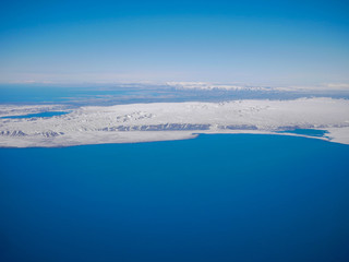 Naklejka na ściany i meble Aerial view of the southern region icy landsacpe