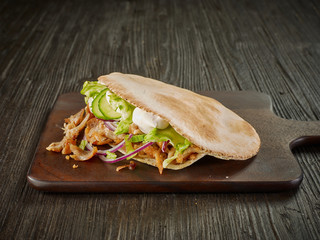 doner kebab on wooden table
