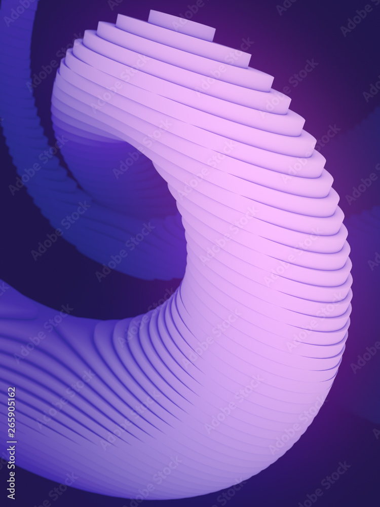 Poster striped futuristic pattern surrounded by blue light mist. computer generated geometric shape. 3d ren