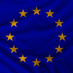 European Union flag on pleated silk