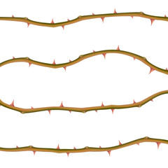 Set of Realistic thorns isolated on white background, Vector EPS 10 illustration - obrazy, fototapety, plakaty