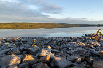 Reflection for natural grey stones for a corner