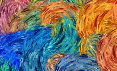 Abstract impressionism painting in Vincent Van Gogh style imitation. Art design background pattern for artistic creative printing production. Wall poster or canvas print template for interior decor.