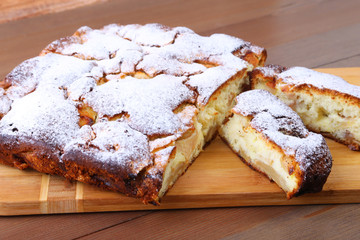 Classic American Homemade apple pie. Piece of tasty Organic Apple Pie. Dessert Ready to Eat.