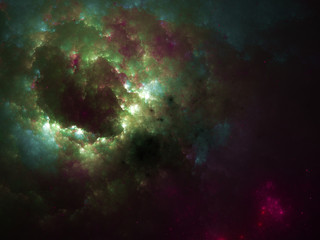 Naklejka na ściany i meble Starfield, stars and space dust scattered throughout the universe. Vast open interstellar space, cosmic abstract artwork. Glowing cloud nebula, interplanetary travel, astral artwork.