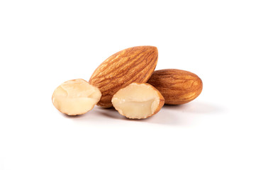 Almonds isolated on white background