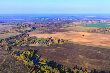 Landscape from height of bird's flight from air balloon