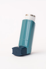 Portable asthma inhaler isolated on white background