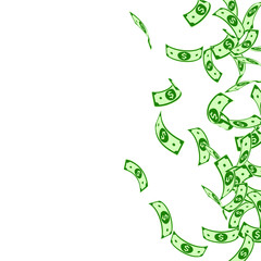 American dollar notes falling. Floating USD bills 