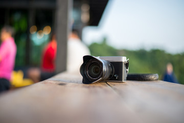 SLR camera on the table