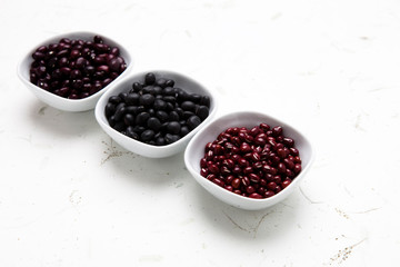 kidney bean, black bean, adzuki beans