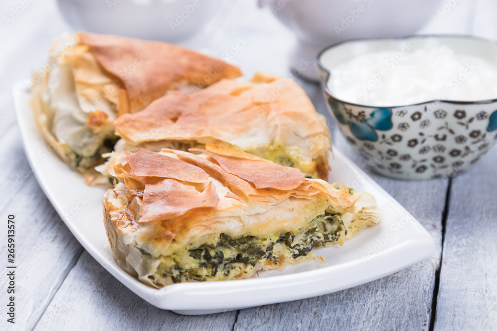 Wall mural phyllo pastry spinach pie