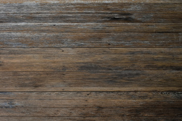 Close-up of wall made of wooden planks. Old dark brown wooden wall background texture.