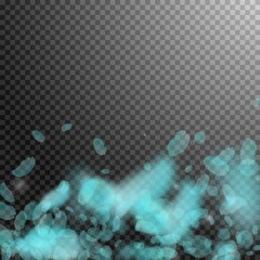 Turquoise flower petals falling down. Delicate rom
