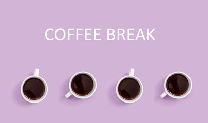 Collection of coffee cups overhead view flat lay