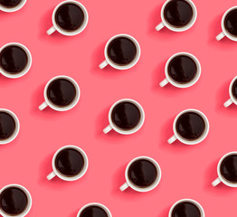 Collection of coffee cups overhead view flat lay