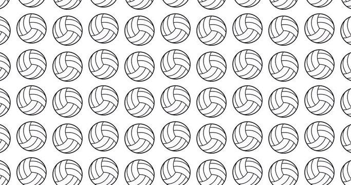 Illustrated volleyballs background video clip motion volleyball icon backdrop video in a seamless repeating loop. Sports themed icon pattern white background high definition motion video