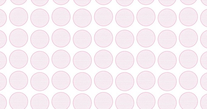 Pink golf balls background video clip  motion backdrop video in a seamless repeating loop. Pink color womens sports ladies golfing themed golf ball pattern background high definition motion video