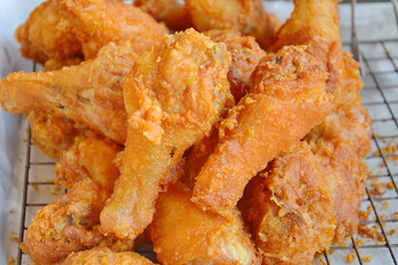 Fried chicken, fried chicken on the grill.