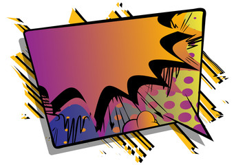 Vector illustrated retro comic book background with big colorful speech bubble isolated on white background, pop art vintage style backdrop.