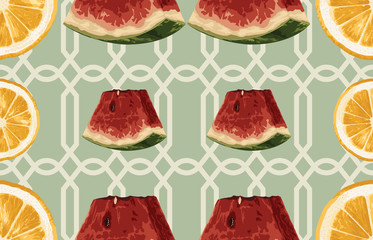 Vintage Beautiful and trendy Seamless Tropical Summer Pattern design in super high resolution. Pattern Decoration Texture. Vintage Style Design for Fabric Print, Wallpaper Background.