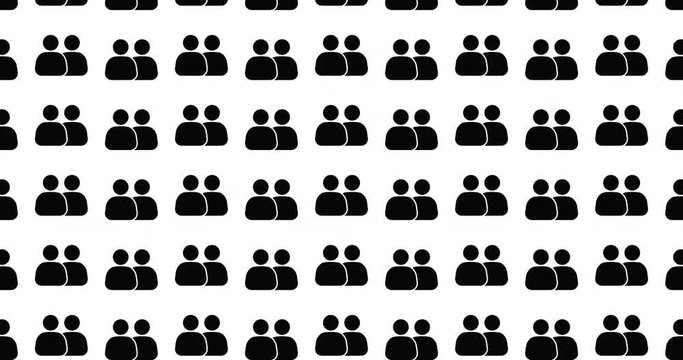 Two figures people background video clip motion golf ball icon backdrop video in a seamless repeating loop. Black & white business themed people icons pattern background high definition motion video