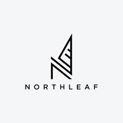Initial N Leaf Logo - Vector logo template