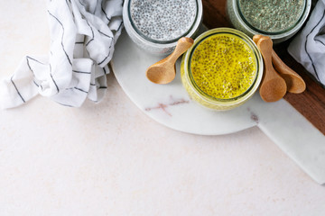 Variety of chia puddings