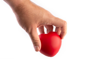 Hand holding and giving for donation on isolated white background. Healthcare and medical concept.