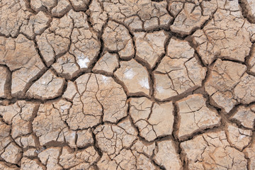 Drought, the ground cracks no hot water lack of moisture top view