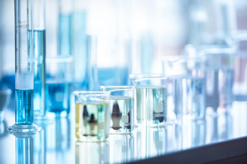 Medical laboratory test tube in chemistry biology lab test. Scientific research and development and...