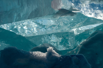 blocks of ice on lake Baikal