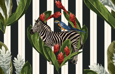 Vintage Beautiful and trendy Seamless Tropical Summer Pattern design in super high resolution. Pattern Decoration Texture. Vintage Style Design for Fabric Print, Wallpaper Background.