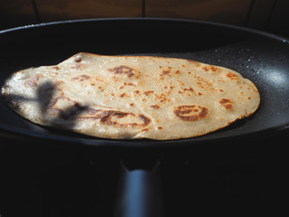 delicious buckwheat pancakes baked in a pan