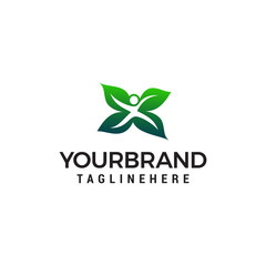 healthy care people logo design concept template vector