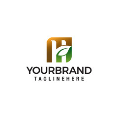 letter h eco green logo design concept template vector