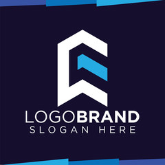 E Letter with roof Logo Icon Vector template