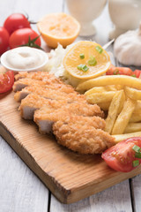 Breaded cutlet with french fries