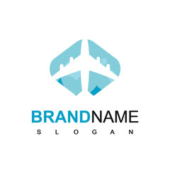 Travel Logo With Silhouette Plane Symbol