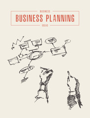 Draw business plan charts tables top view vector