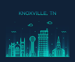 Knoxville skyline Tennessee USA vector line style - obrazy, fototapety, plakaty