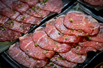 Raw beef slice for barbecue